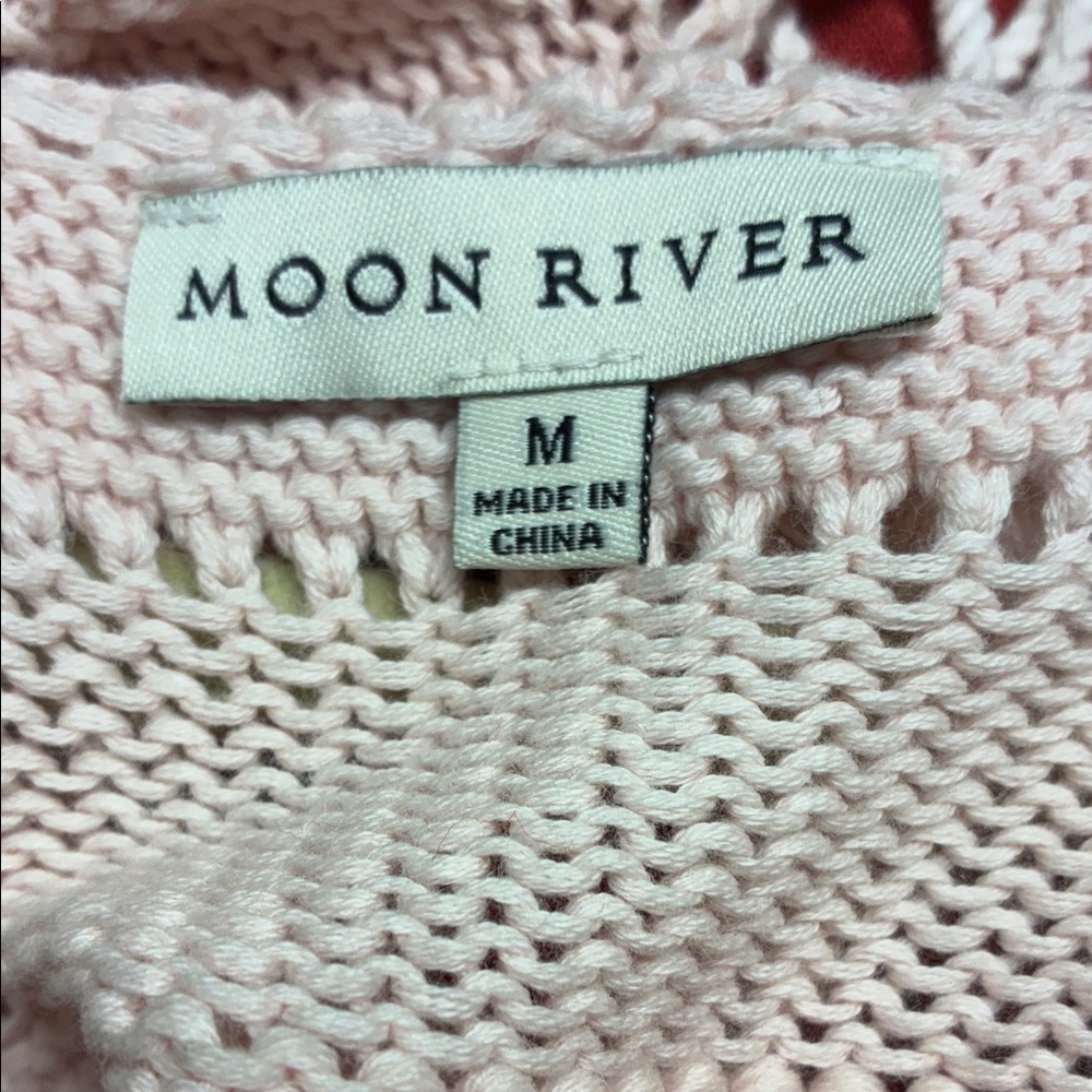 Women's Pink Crochet Knit Tank Top - Picture 4 of 4